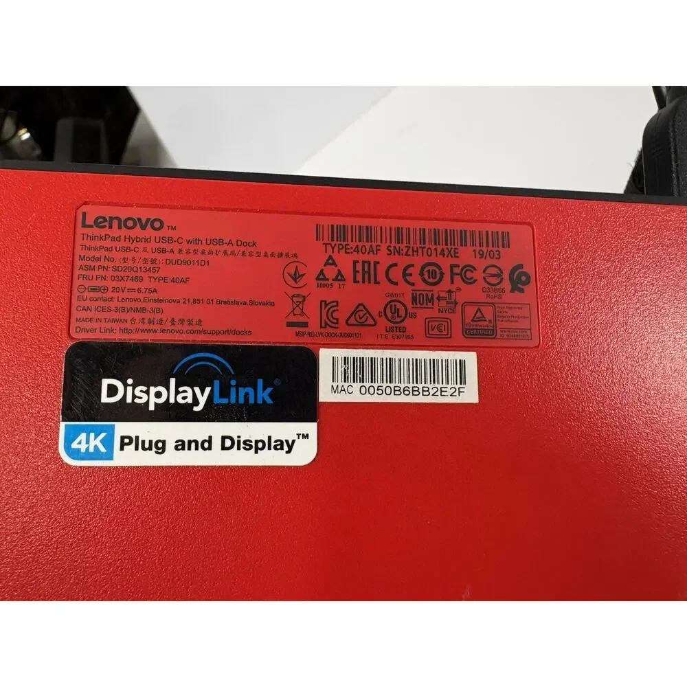Lenovo ThinkPad Hybrid USB-C DUD9011D1 Powers On And Has Power Cord